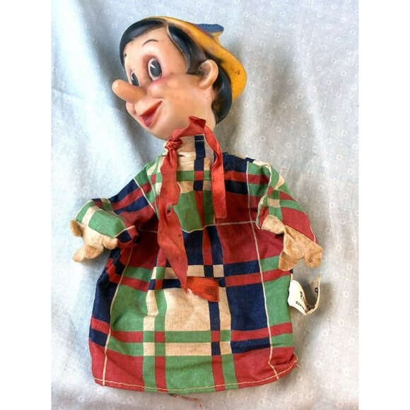 VTG 1950s Disney Pinocchio Hand Puppet Rubber Face Gund Mfg. Co. Needs TLC - Picture 1 of 11